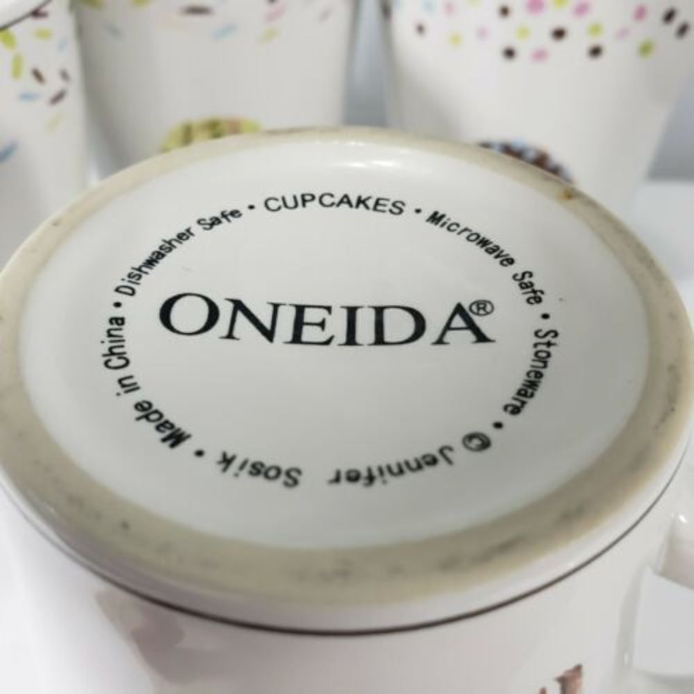 Jennifer Sosik Mugs Oneida Cupcake Mug Stoneware Coffee Used Condition Set Of 4 - Picture 7 of 9